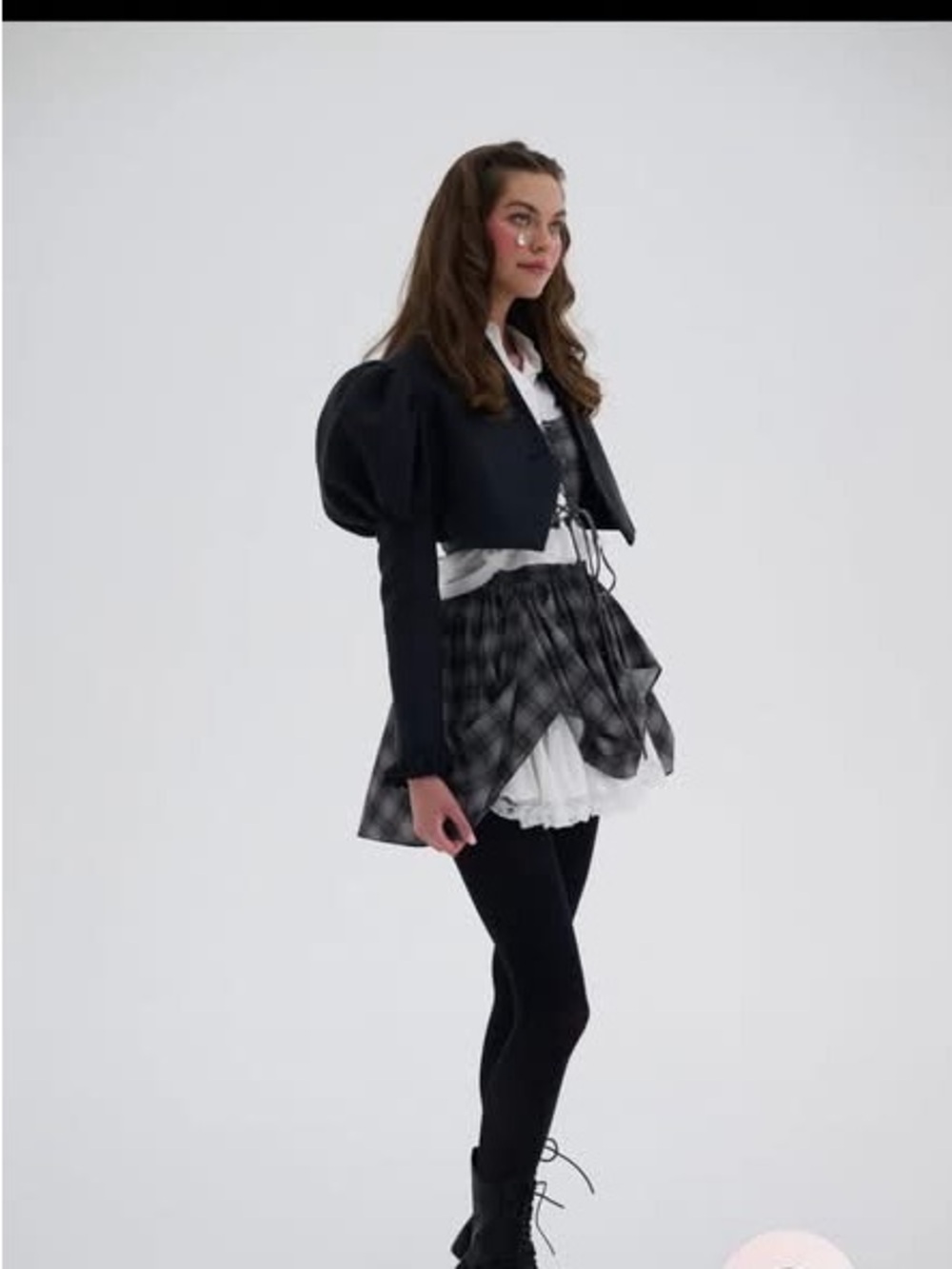 Selkie Black Cropped Puff-Sleeve Jacket - Picture 2 of 7